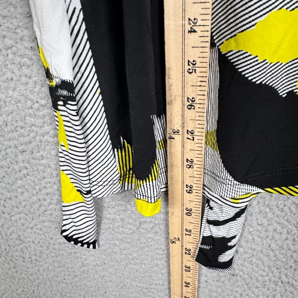 Clara Sunwoo Top Womens 1X Black Yellow Abstract Artsy Stretch‎ Tie Waist Blouse - Picture 9 of 11